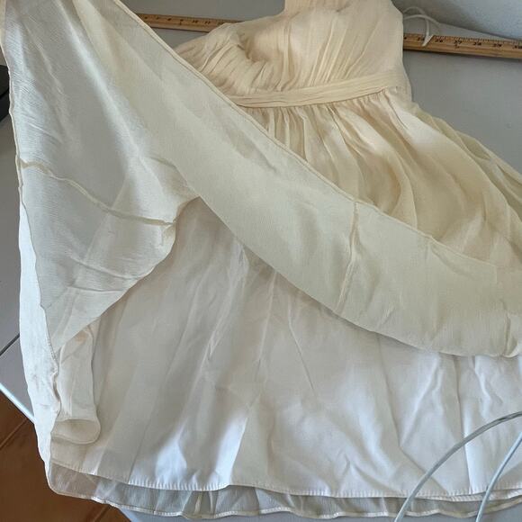 J. Crew Champain One Shoulder Mini Dress Lined 100% Silk Size 4 Petite NWT - Picture 6 of 14